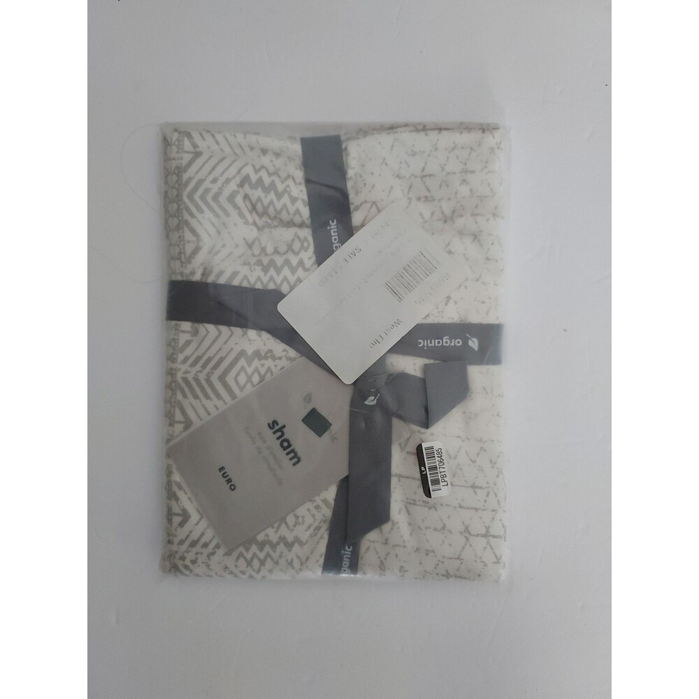 West Elm Pillow Sham - Euro  - Gray Abstract - Organic Sateen - NEW